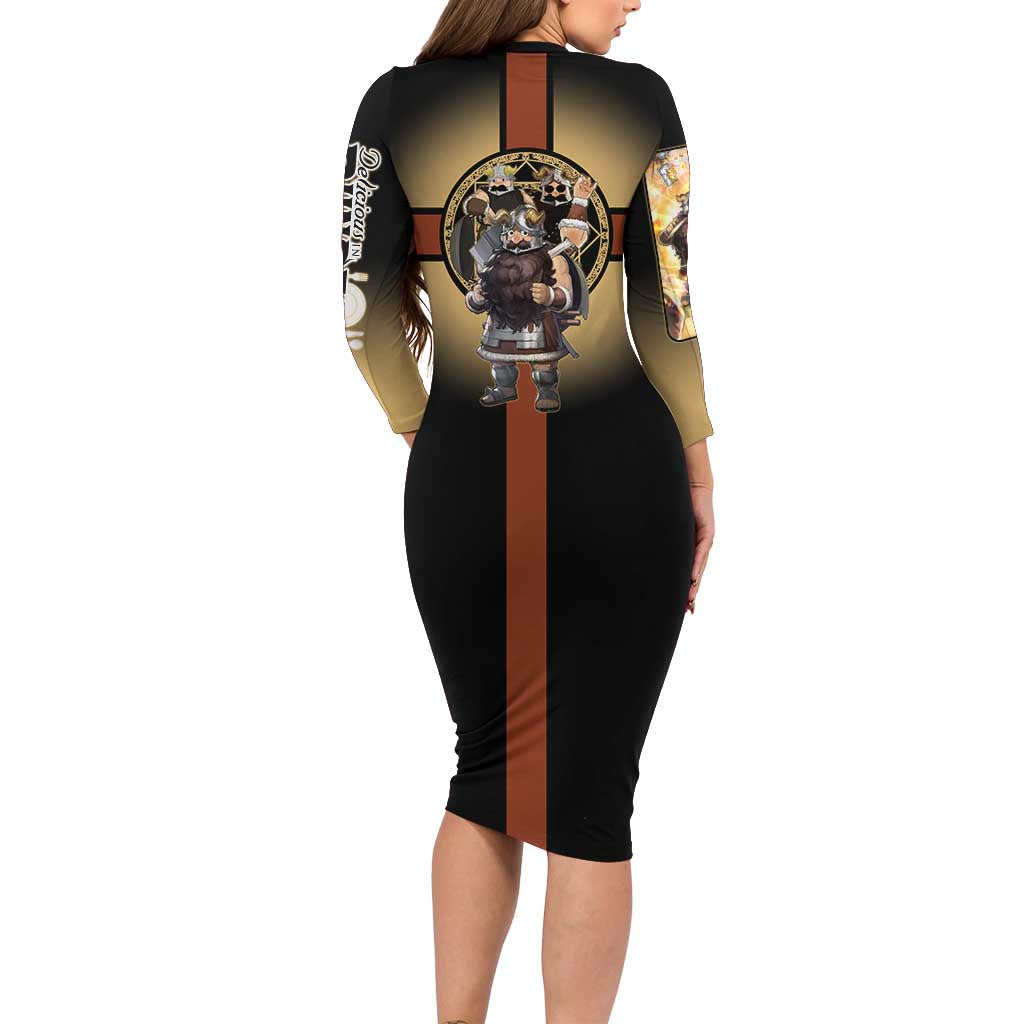 Senshi Viking Warrior Family Matching Long Sleeve Bodycon Dress and Hawaiian Shirt Fantasy Game Art Style