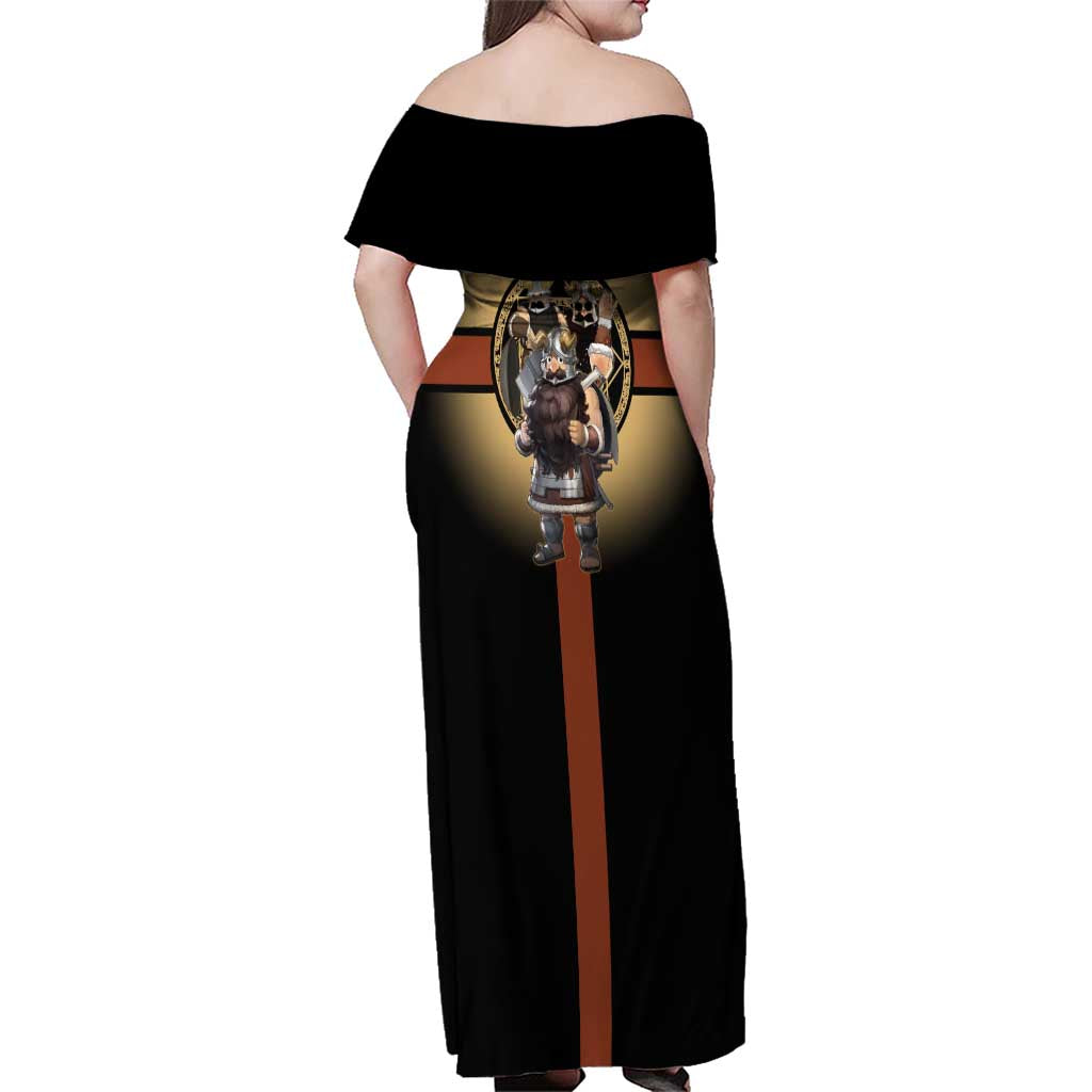 Senshi Viking Warrior Family Matching Off Shoulder Maxi Dress and Hawaiian Shirt Fantasy Game Art Style