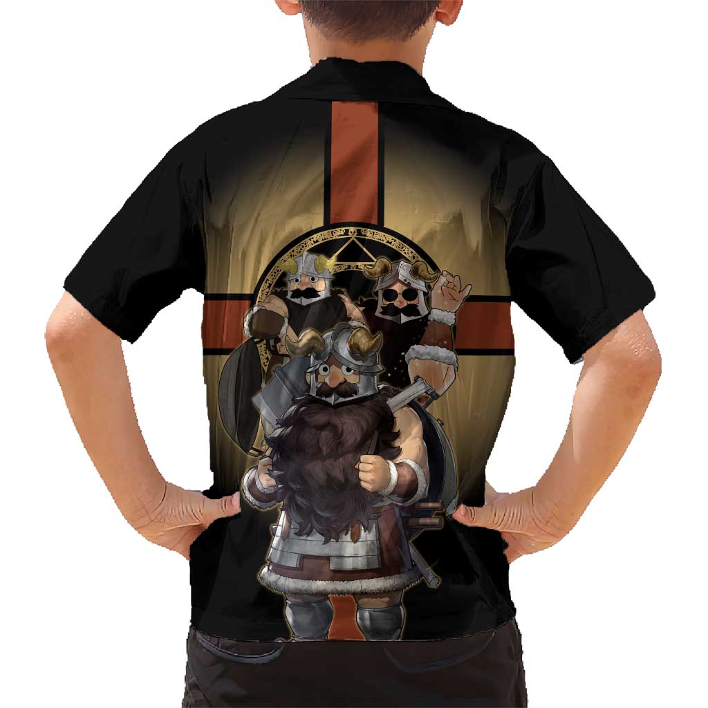 Senshi Viking Warrior Family Matching Off Shoulder Short Dress and Hawaiian Shirt Fantasy Game Art Style