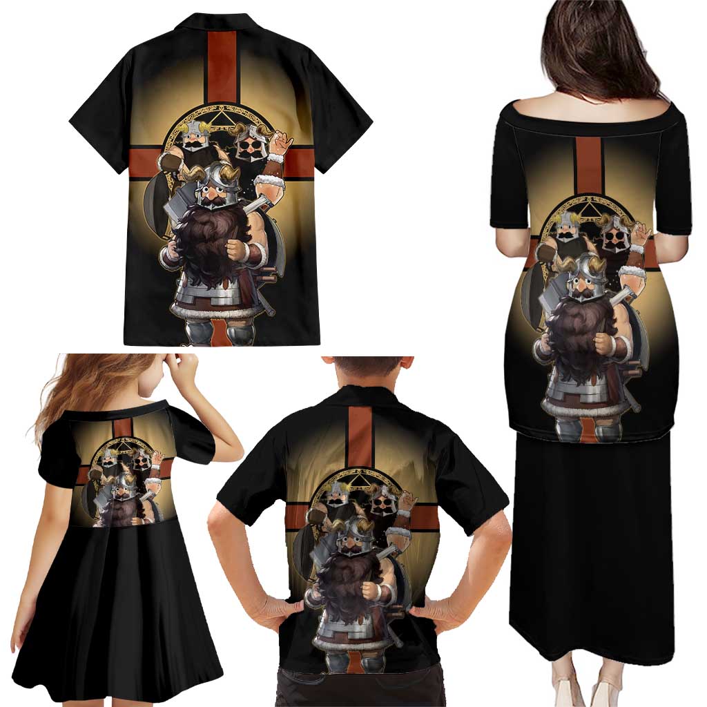 Senshi Viking Warrior Family Matching Puletasi and Hawaiian Shirt Fantasy Game Art Style