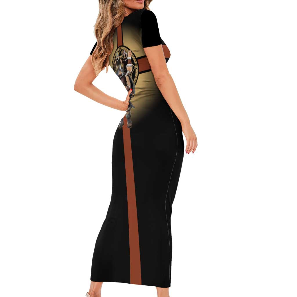 Senshi Viking Warrior Family Matching Short Sleeve Bodycon Dress and Hawaiian Shirt Fantasy Game Art Style