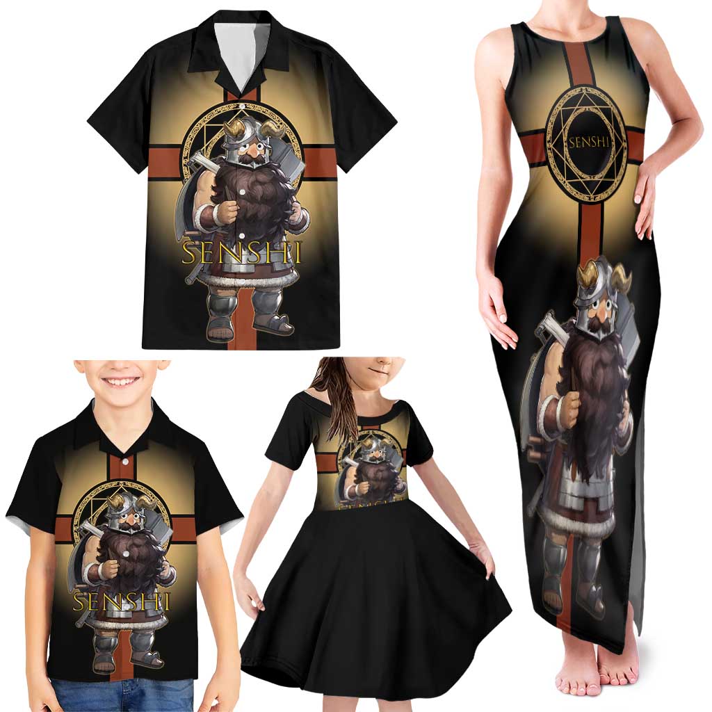 Senshi Viking Warrior Family Matching Tank Maxi Dress and Hawaiian Shirt Fantasy Game Art Style