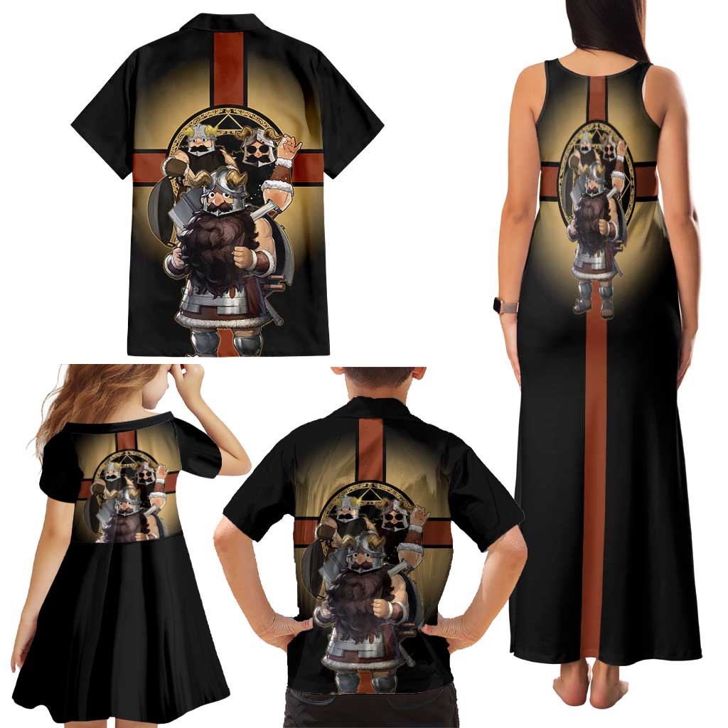 Senshi Viking Warrior Family Matching Tank Maxi Dress and Hawaiian Shirt Fantasy Game Art Style