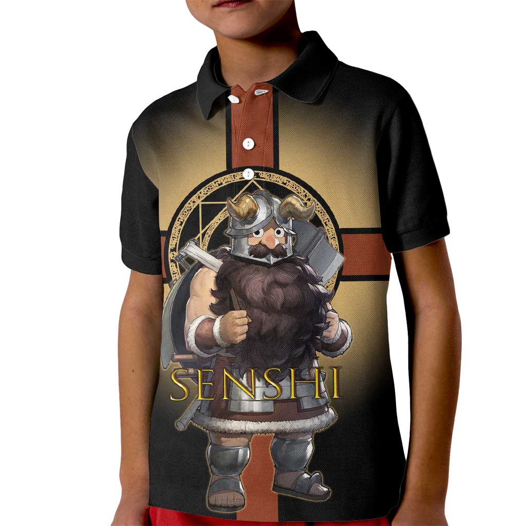 Senshi Viking Warrior Kid Polo Shirt Fantasy Game Art Style