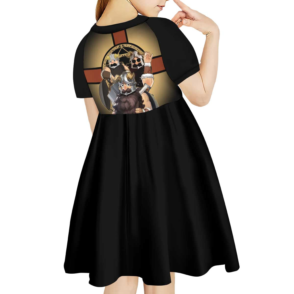 Senshi Viking Warrior Kid Short Sleeve Dress Fantasy Game Art Style