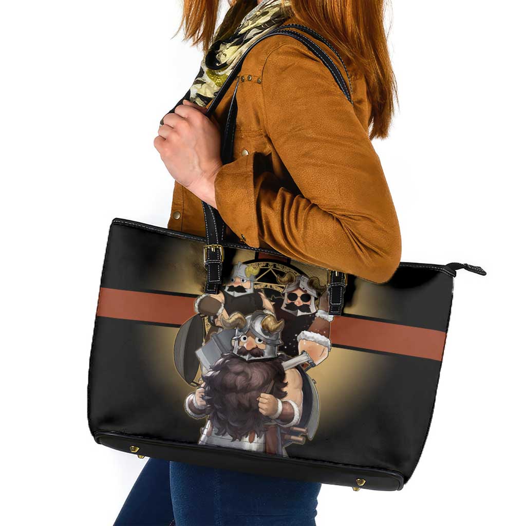 Senshi Viking Warrior Leather Tote Bag Fantasy Game Art Style
