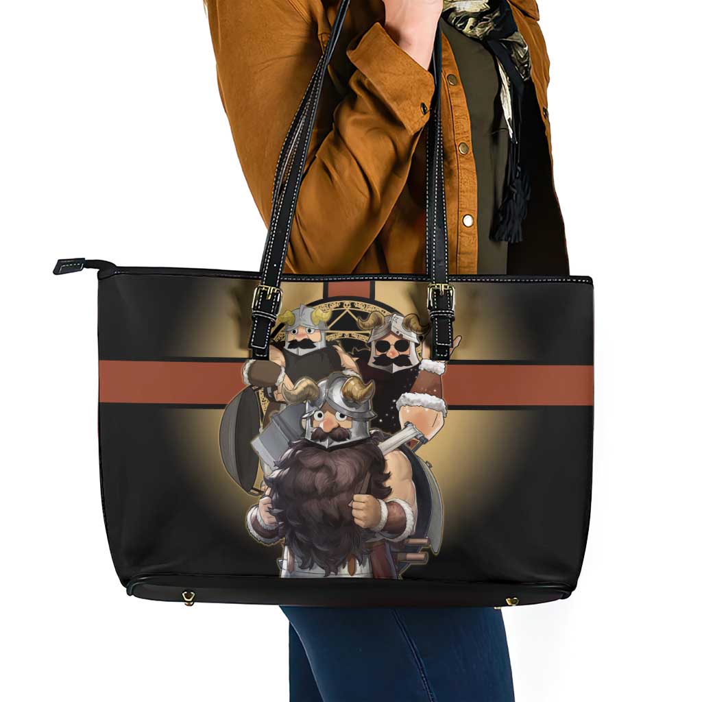 Senshi Viking Warrior Leather Tote Bag Fantasy Game Art Style