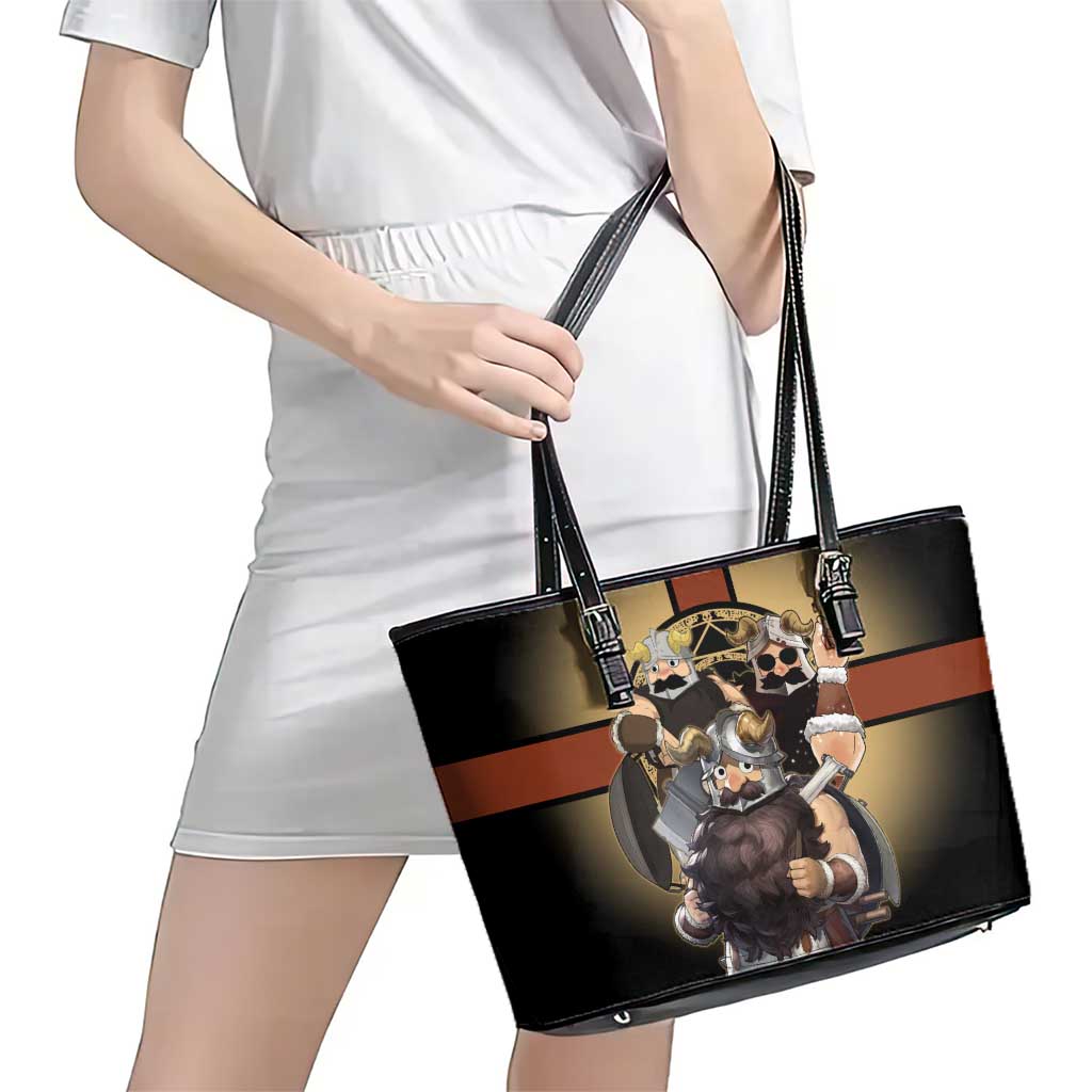 Senshi Viking Warrior Leather Tote Bag Fantasy Game Art Style