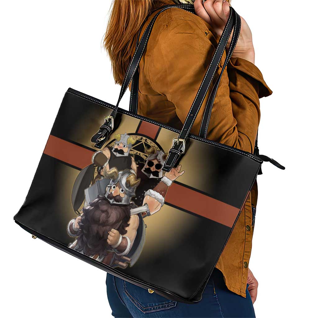 Senshi Viking Warrior Leather Tote Bag Fantasy Game Art Style