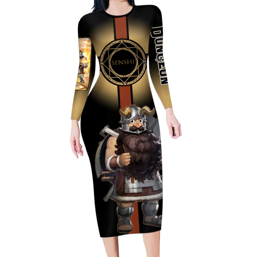 Senshi Viking Warrior Long Sleeve Bodycon Dress Fantasy Game Art Style