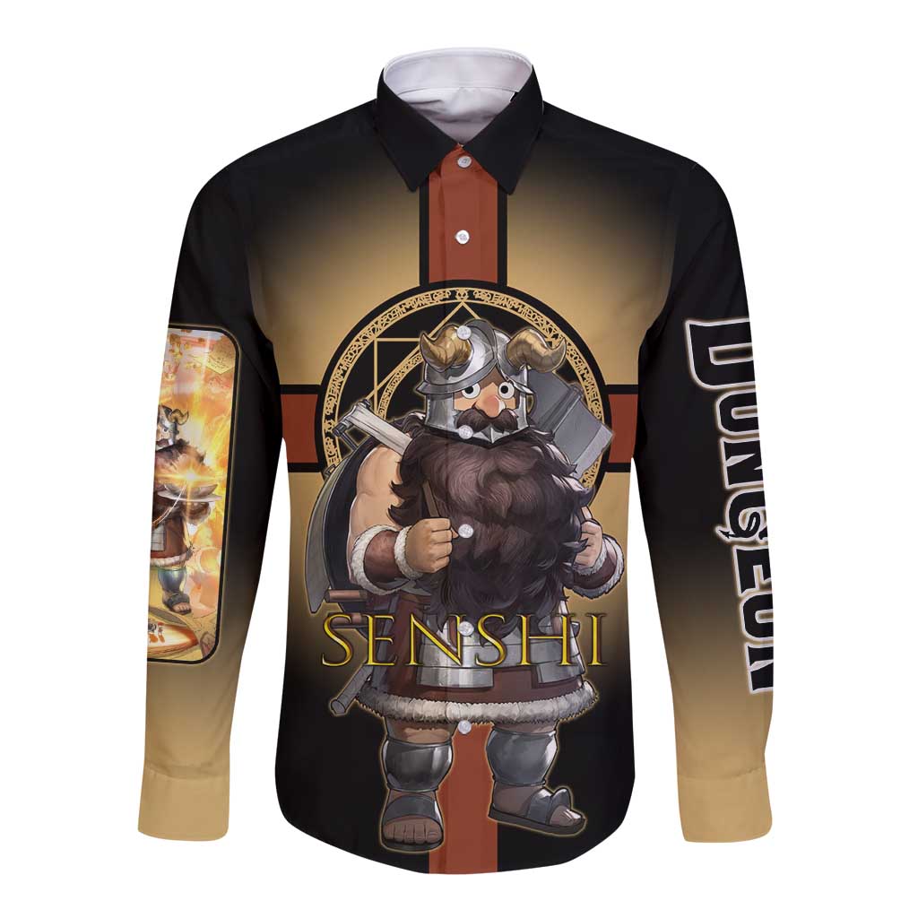 Senshi Viking Warrior Long Sleeve Button Shirt Fantasy Game Art Style