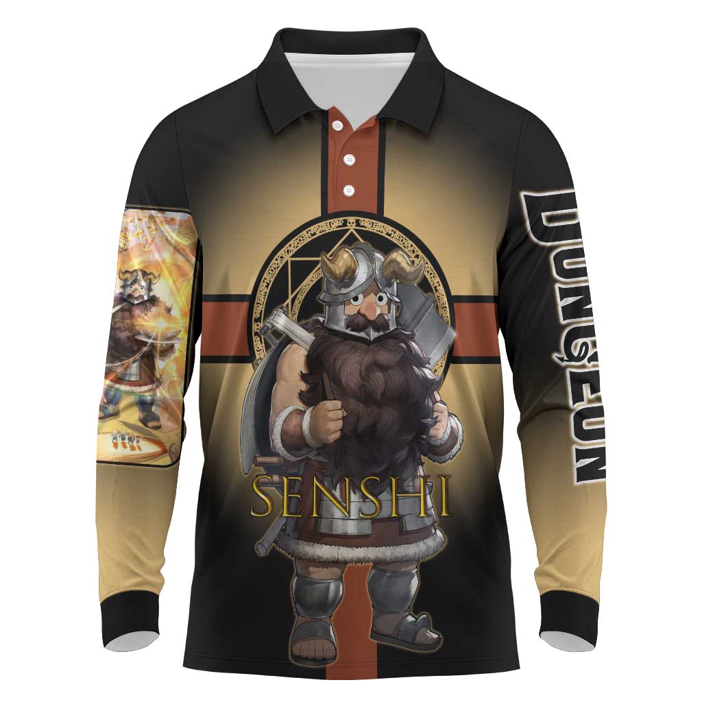 Senshi Viking Warrior Long Sleeve Polo Shirt Fantasy Game Art Style