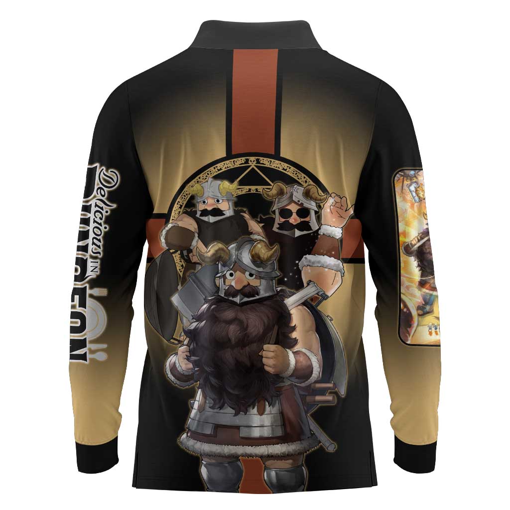 Senshi Viking Warrior Long Sleeve Polo Shirt Fantasy Game Art Style