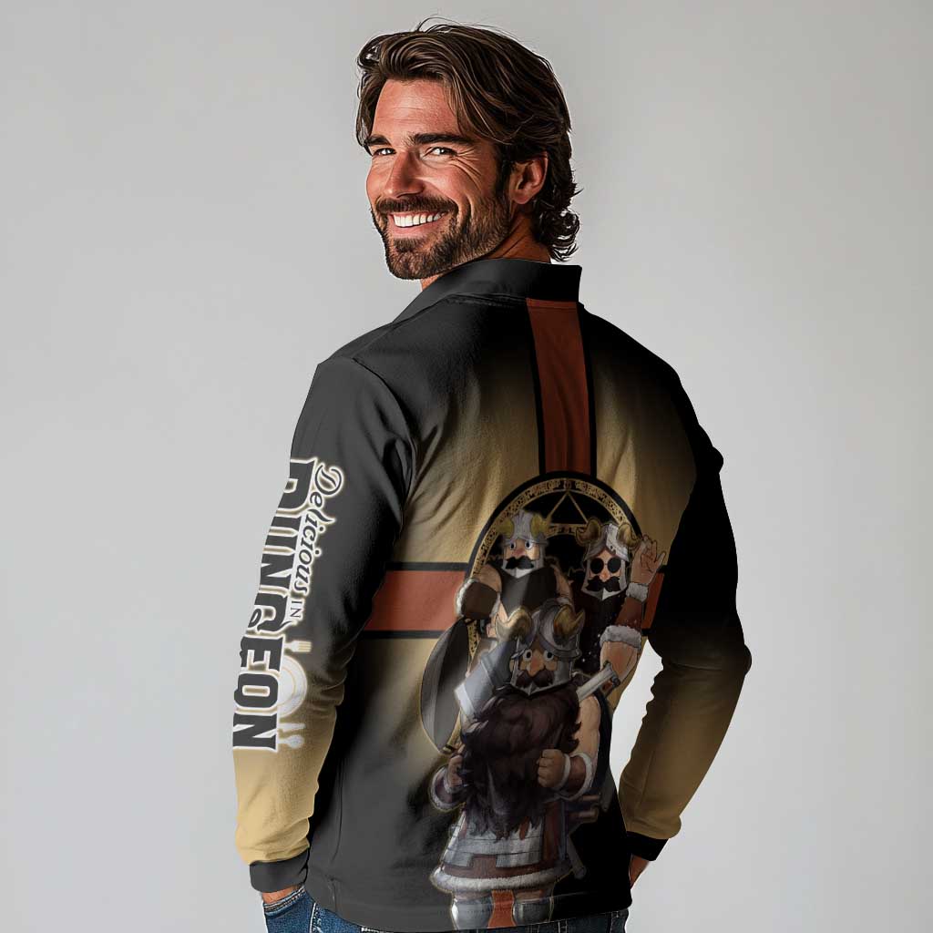 Senshi Viking Warrior Long Sleeve Polo Shirt Fantasy Game Art Style