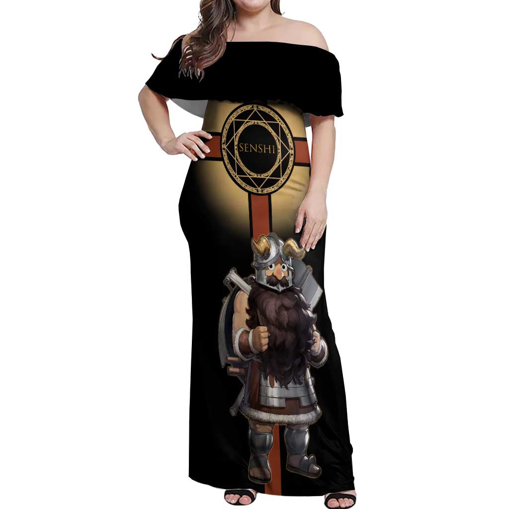 Senshi Viking Warrior Off Shoulder Maxi Dress Fantasy Game Art Style