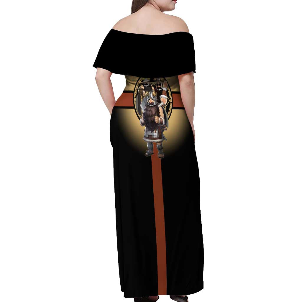 Senshi Viking Warrior Off Shoulder Maxi Dress Fantasy Game Art Style