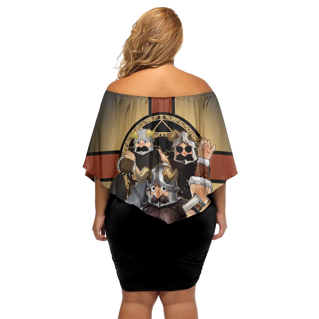 Senshi Viking Warrior Off Shoulder Short Dress Fantasy Game Art Style