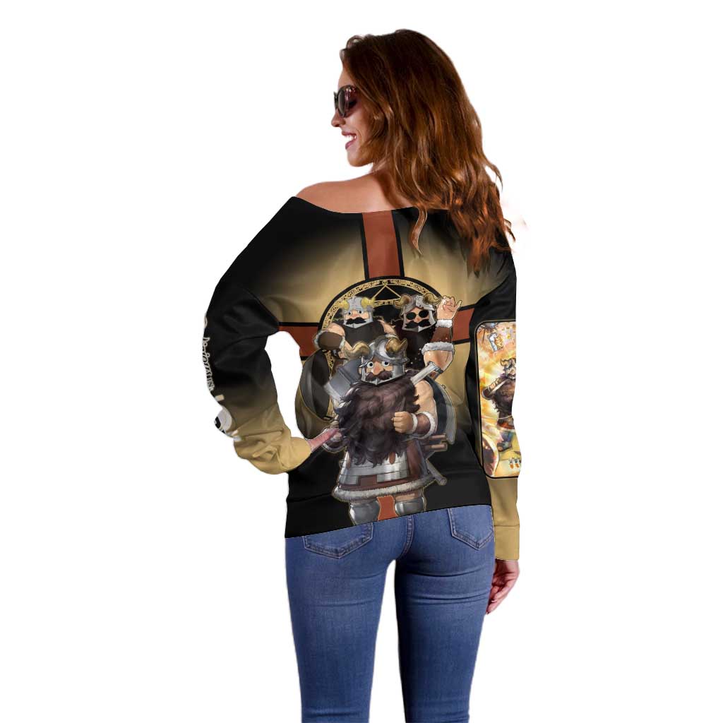 Senshi Viking Warrior Off Shoulder Sweater Fantasy Game Art Style