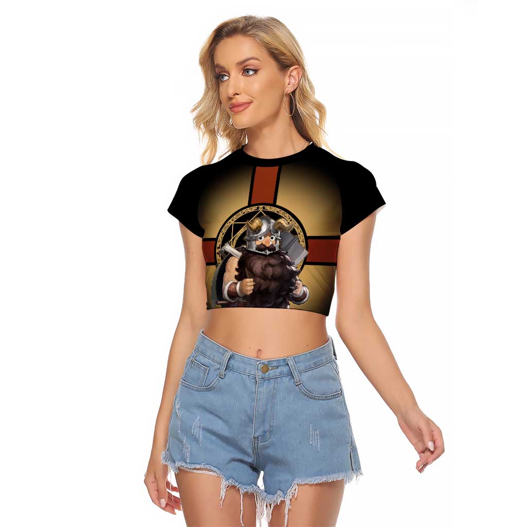 Senshi Viking Warrior Raglan Cropped T Shirt Fantasy Game Art Style