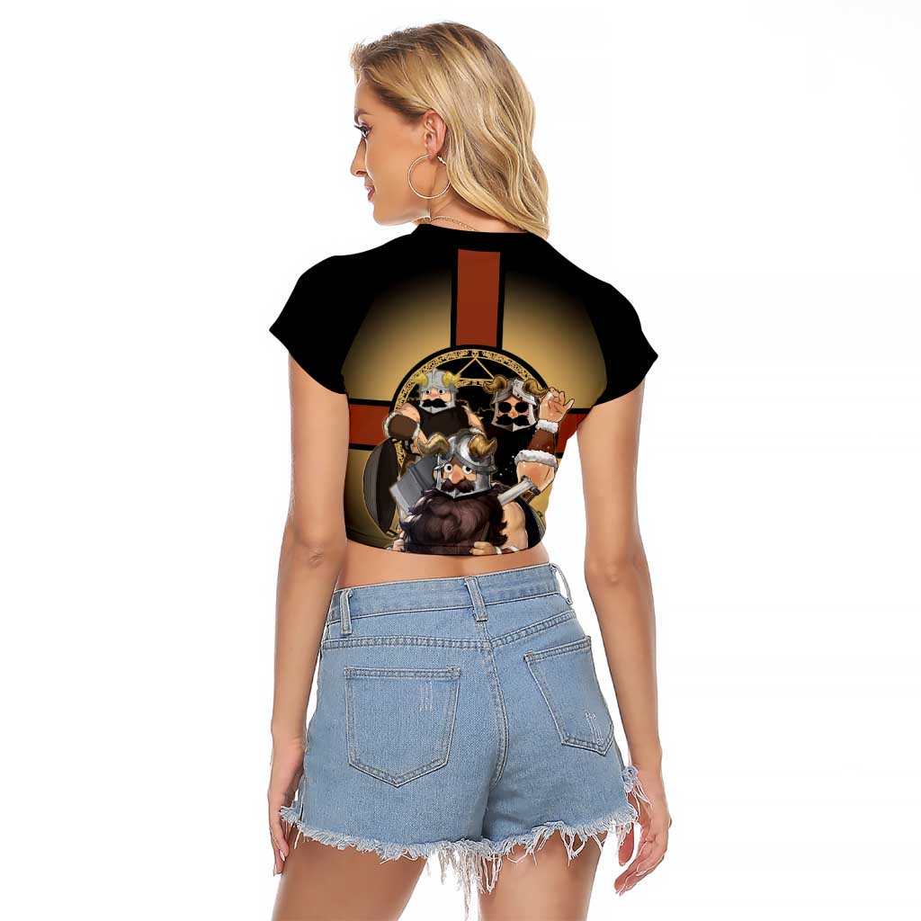 Senshi Viking Warrior Raglan Cropped T Shirt Fantasy Game Art Style