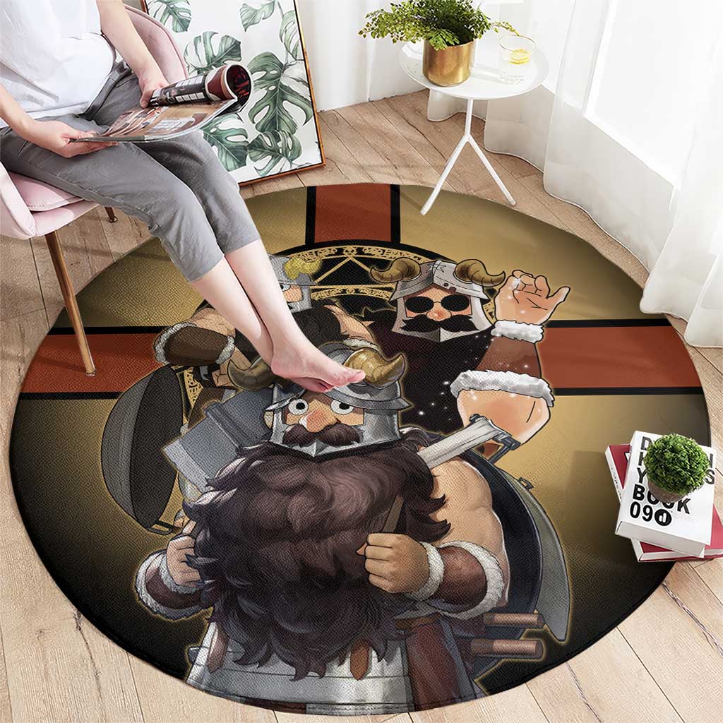 Senshi Viking Warrior Round Carpet Fantasy Game Art Style