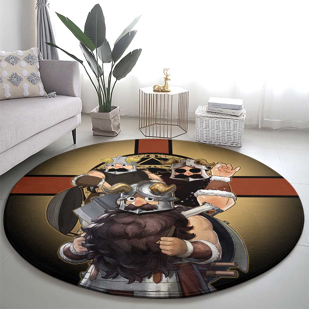 Senshi Viking Warrior Round Carpet Fantasy Game Art Style