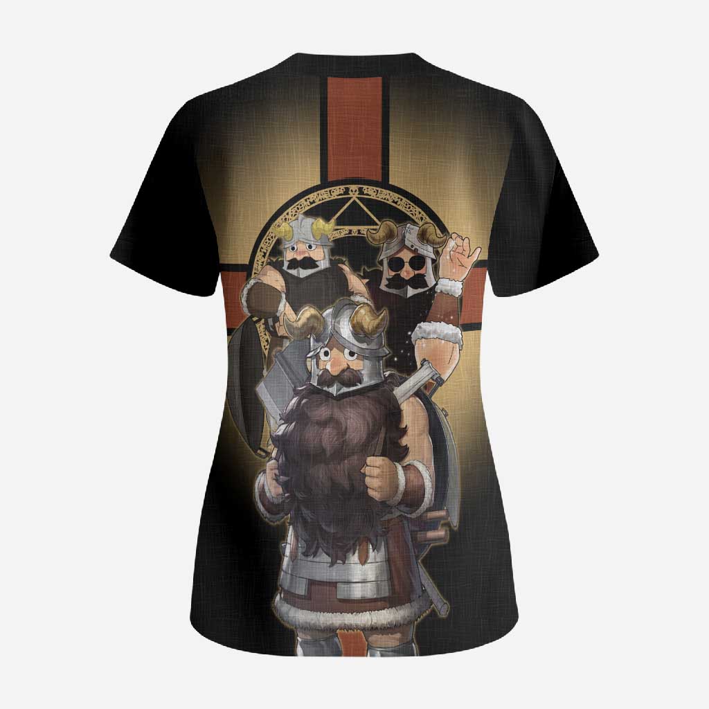 Senshi Viking Warrior Scrub Top Fantasy Game Art Style