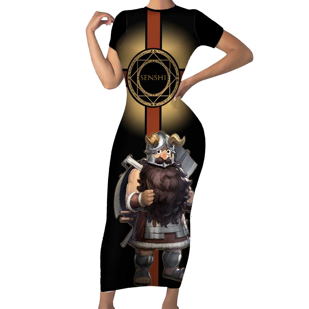 Senshi Viking Warrior Short Sleeve Bodycon Dress Fantasy Game Art Style