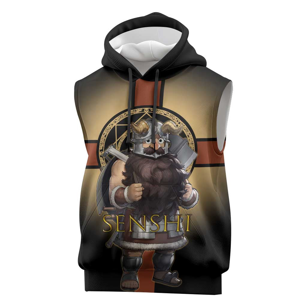 Senshi Viking Warrior Sleeveless Hoodie Fantasy Game Art Style