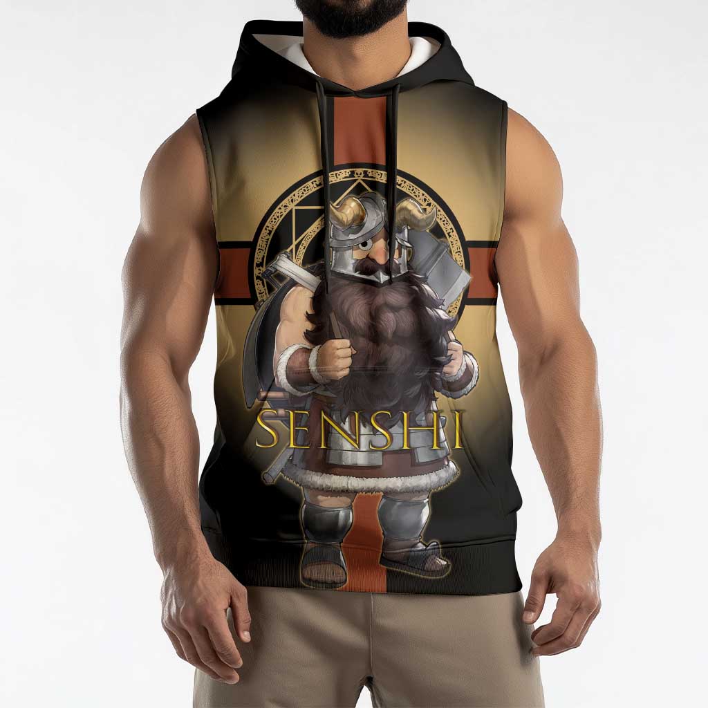 Senshi Viking Warrior Sleeveless Hoodie Fantasy Game Art Style