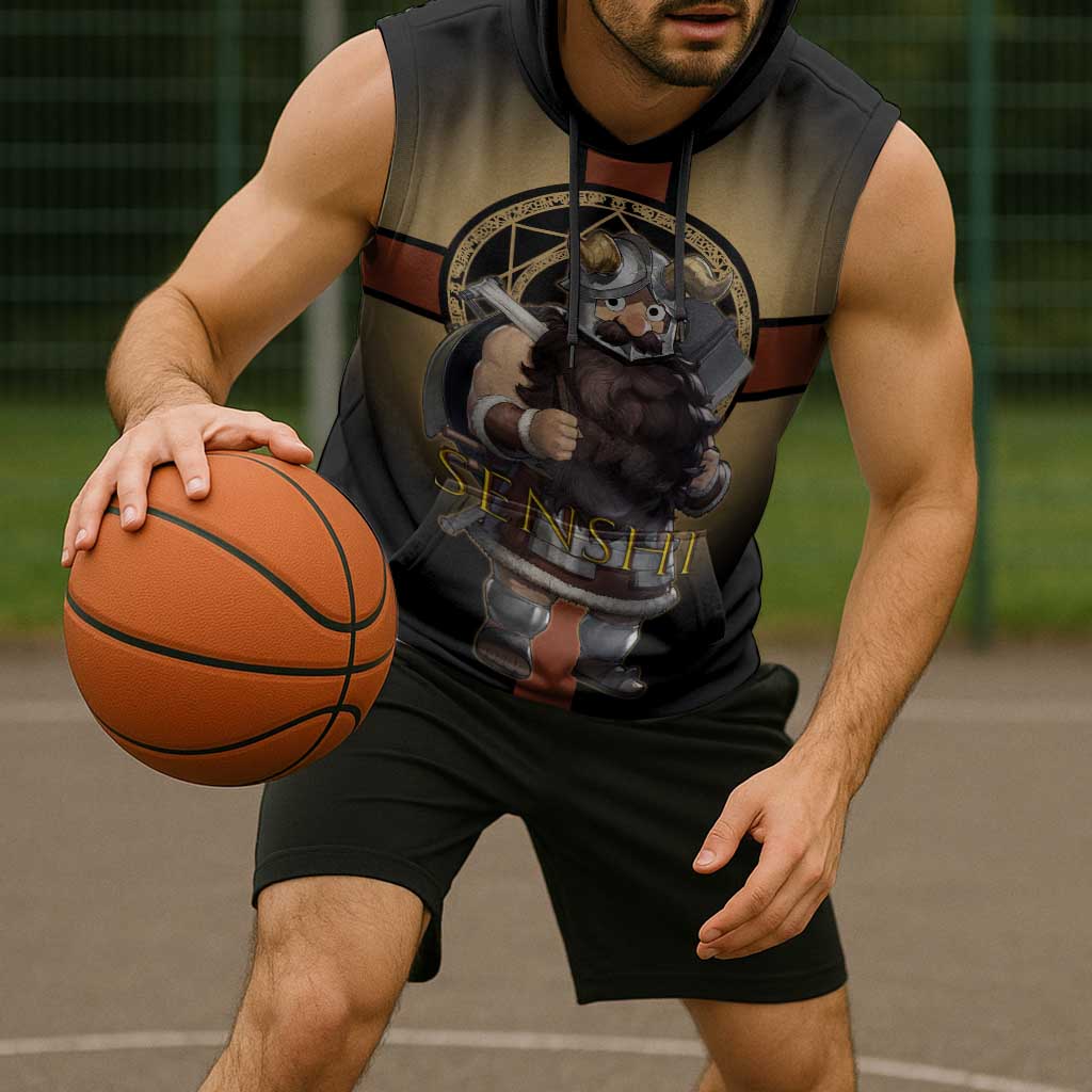 Senshi Viking Warrior Sleeveless Hoodie Fantasy Game Art Style