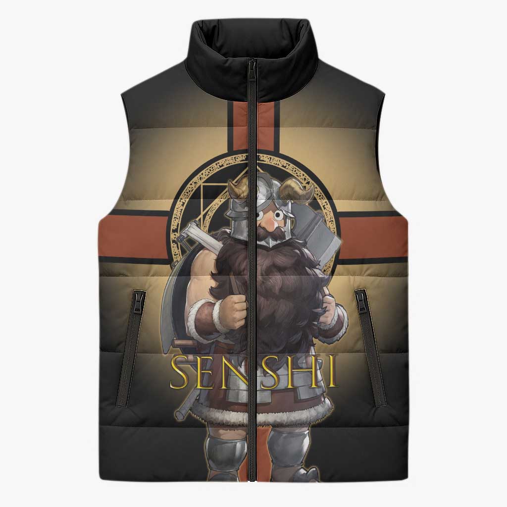 Senshi Viking Warrior Sleeveless Puffer Jacket Fantasy Game Art Style