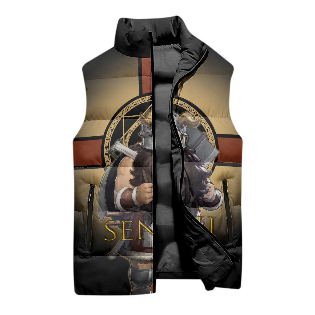 Senshi Viking Warrior Sleeveless Puffer Jacket Fantasy Game Art Style