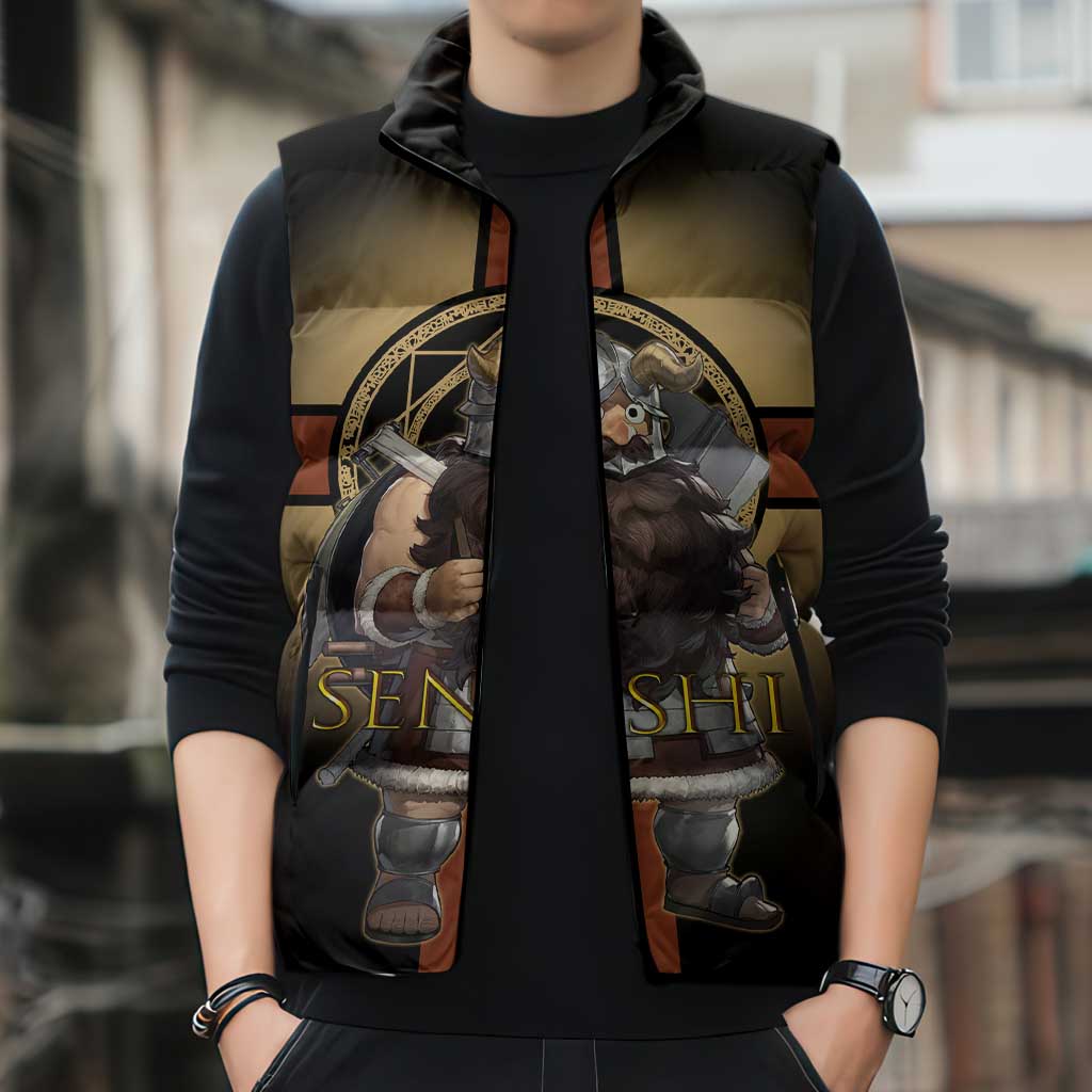 Senshi Viking Warrior Sleeveless Puffer Jacket Fantasy Game Art Style