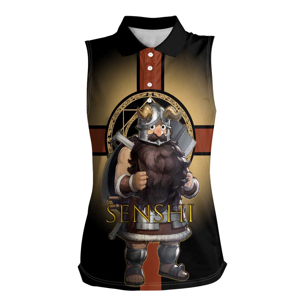 Senshi Viking Warrior Women Sleeveless Polo Shirt Fantasy Game Art Style
