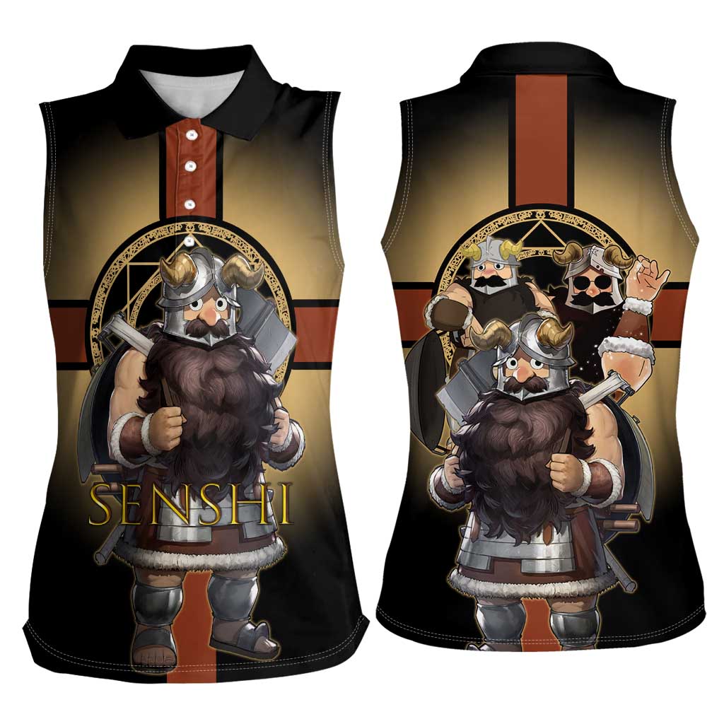 Senshi Viking Warrior Women Sleeveless Polo Shirt Fantasy Game Art Style