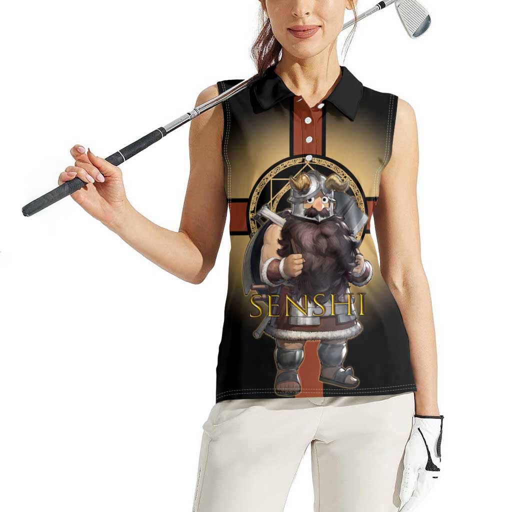 Senshi Viking Warrior Women Sleeveless Polo Shirt Fantasy Game Art Style