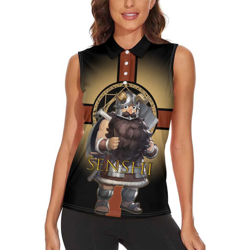 Senshi Viking Warrior Women Sleeveless Polo Shirt Fantasy Game Art Style