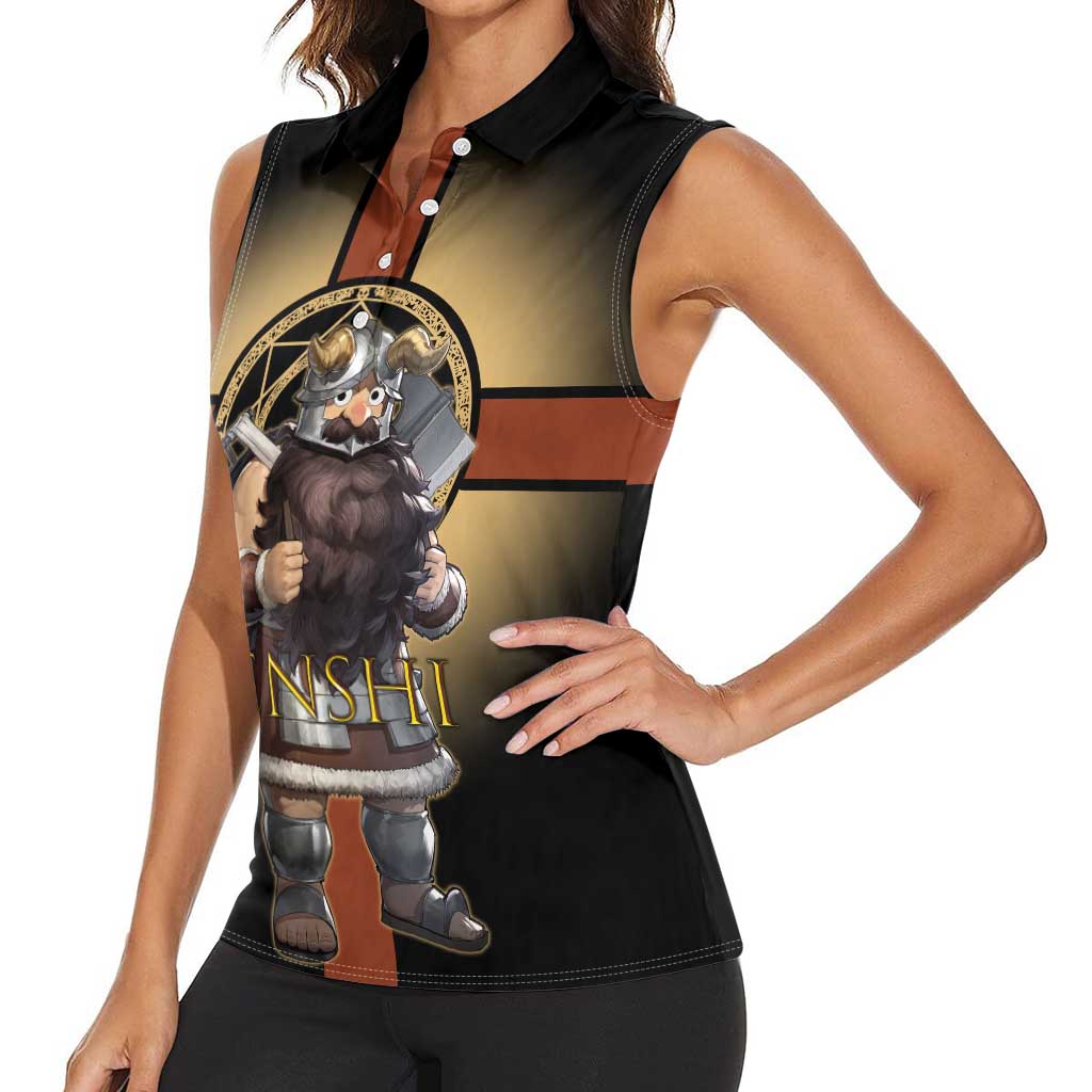 Senshi Viking Warrior Women Sleeveless Polo Shirt Fantasy Game Art Style