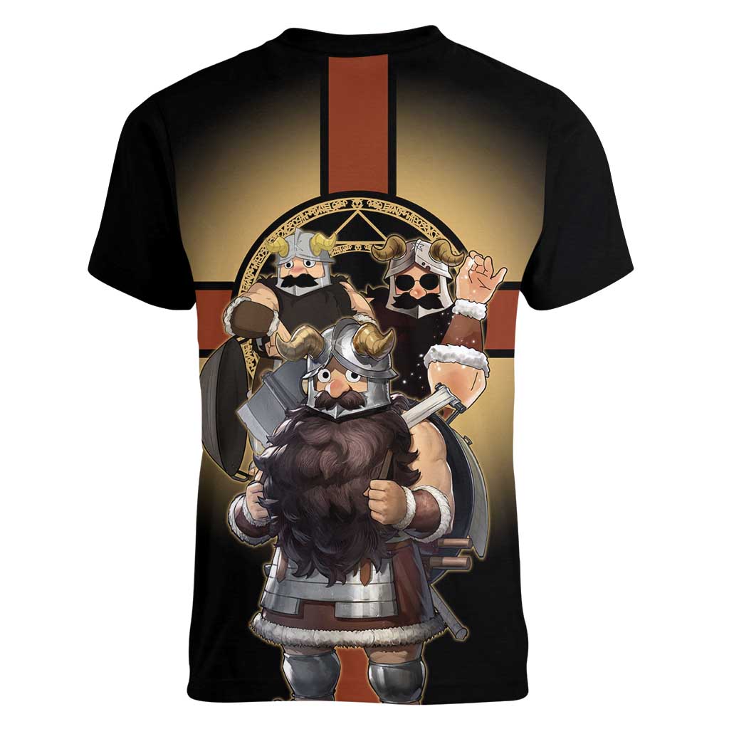 Senshi Viking Warrior Women V-Neck T-Shirt Fantasy Game Art Style