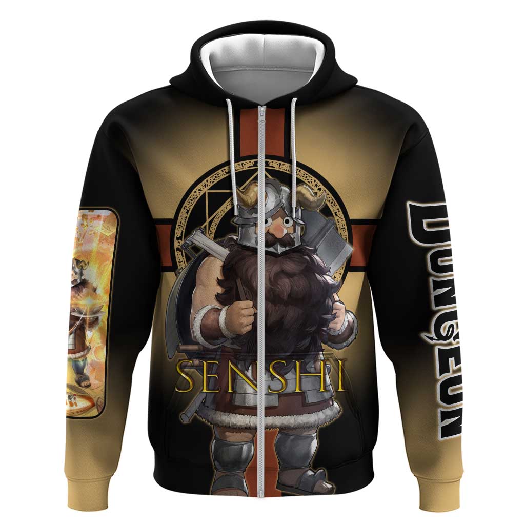 Senshi Viking Warrior Zip Hoodie Fantasy Game Art Style
