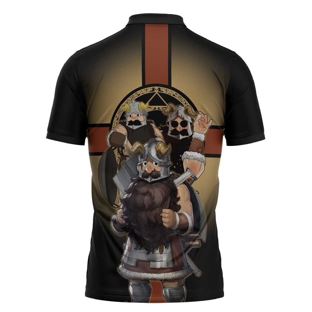 Senshi Viking Warrior Zipper Polo Shirt Fantasy Game Art Style