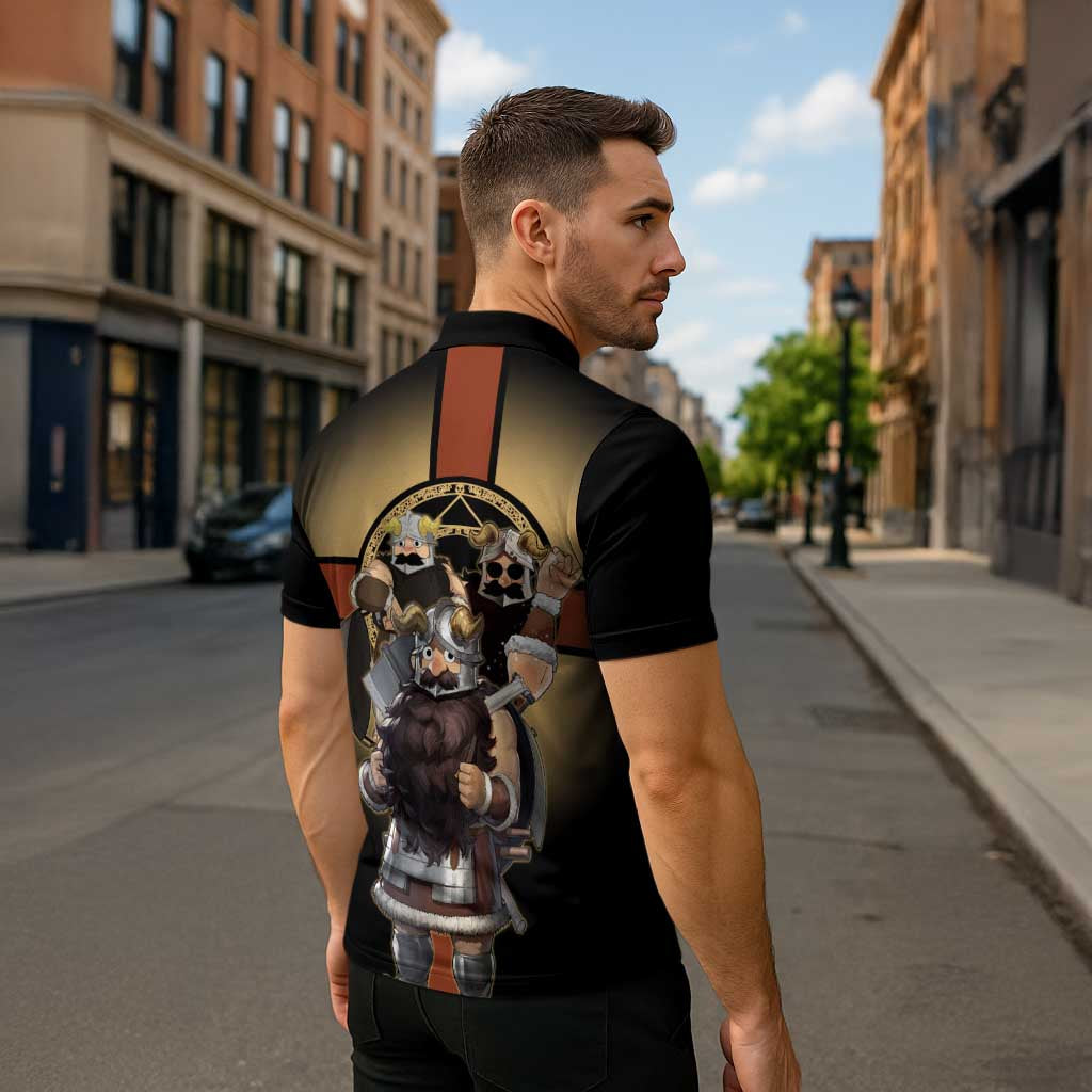 Senshi Viking Warrior Zipper Polo Shirt Fantasy Game Art Style