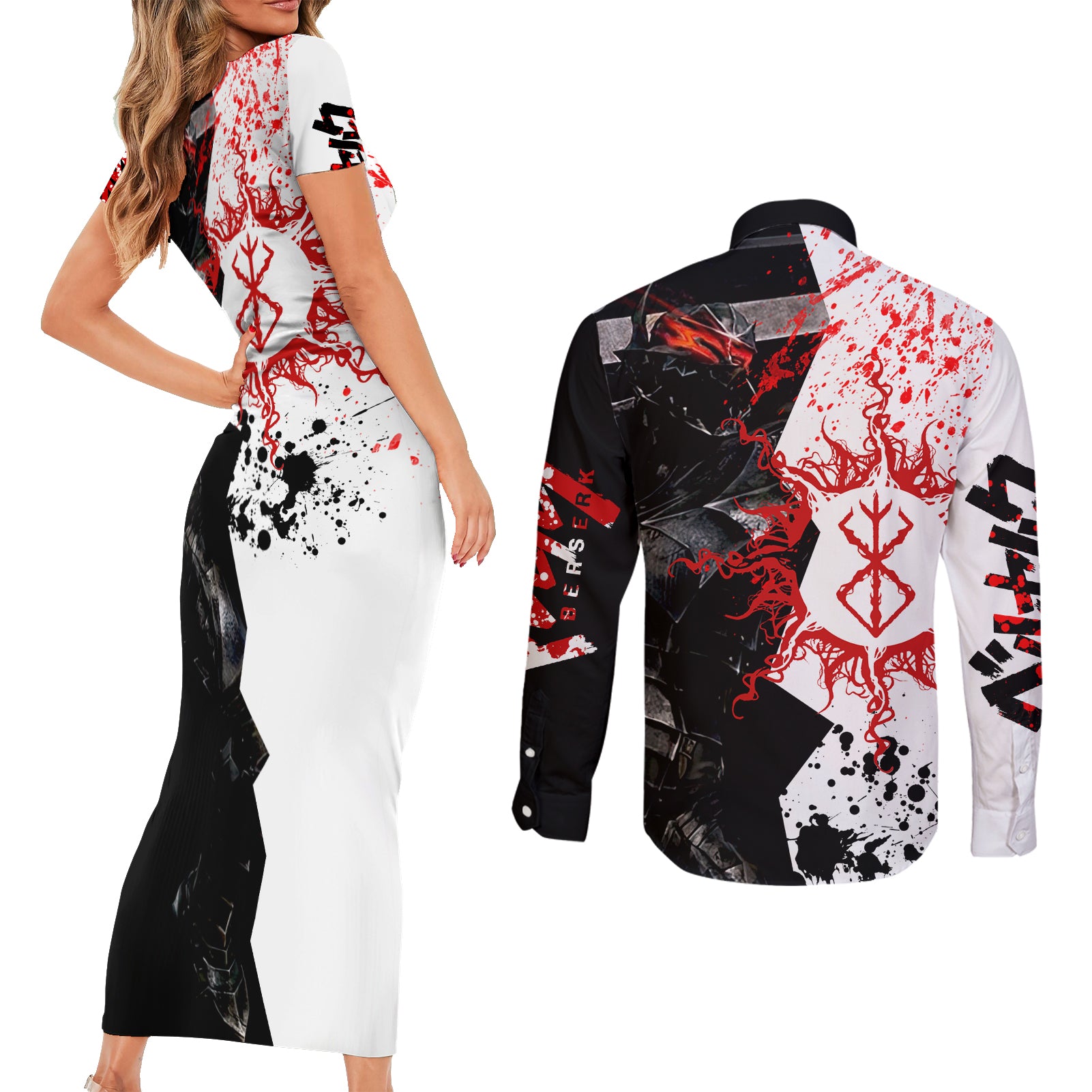Guts - Perfect Gift Idea Couples Matching Short Sleeve Bodycon Dress and Long Sleeve Button Shirt