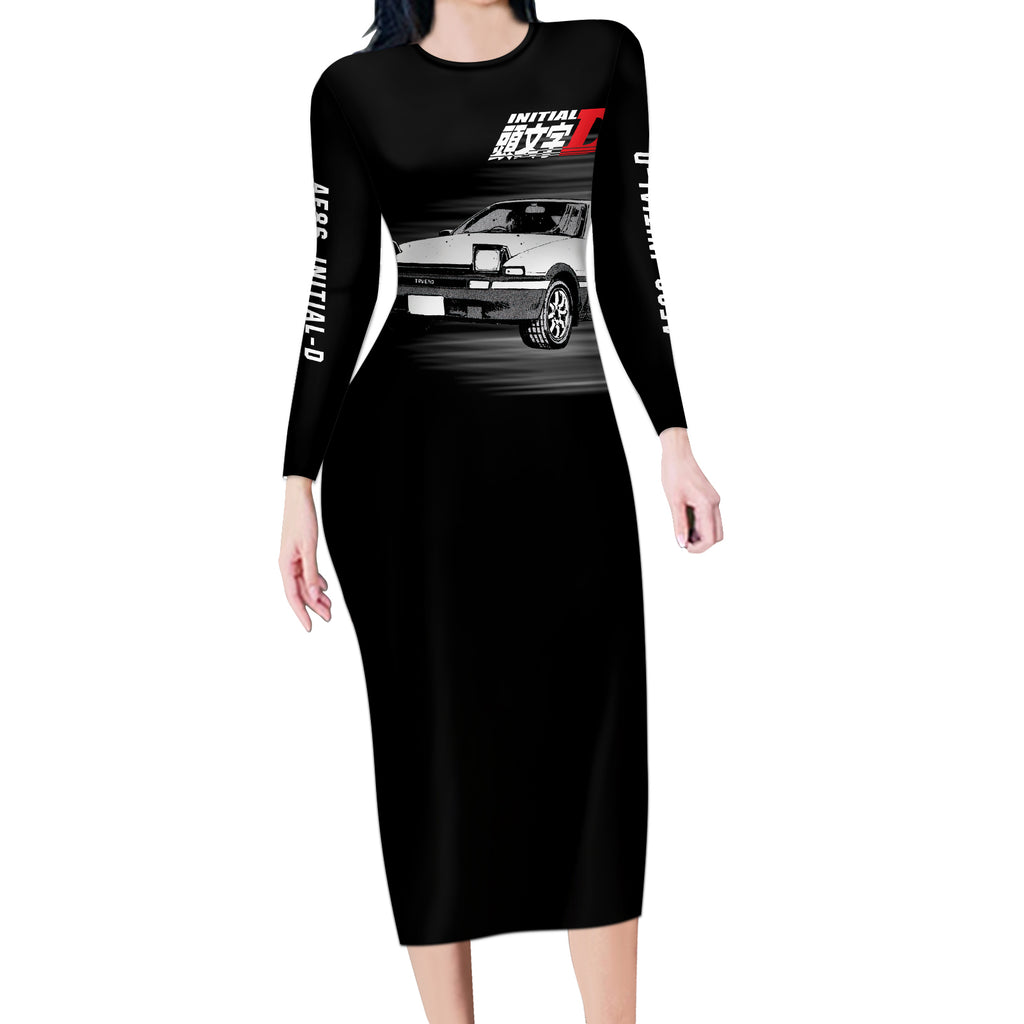 Fujiwara Tofu AE86 Long Sleeve Bodycon Dress