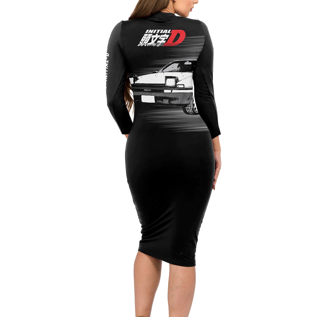 Fujiwara Tofu AE86 Long Sleeve Bodycon Dress