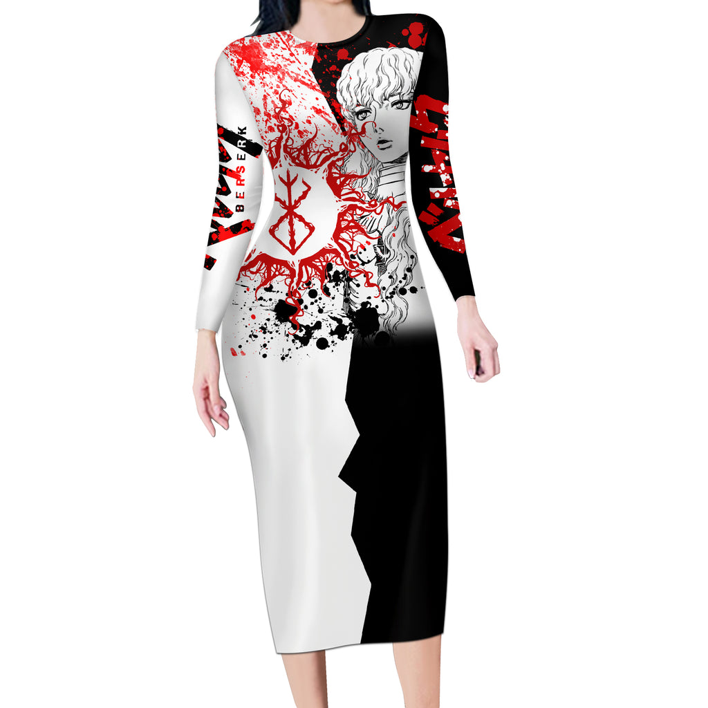 Griffith - Grunge Black And White Long Sleeve Bodycon Dress