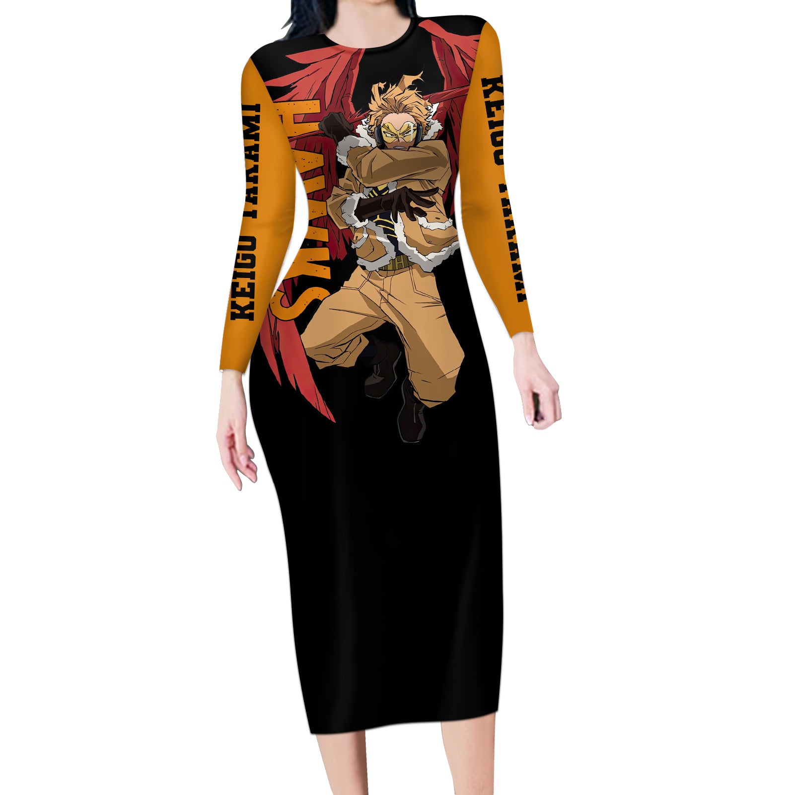 Hawks - Keigo Takami Long Sleeve Bodycon Dress