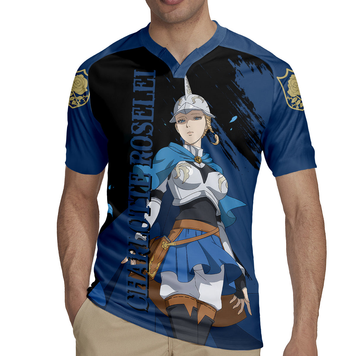 Blue Rose Charlotte Roselei Rugby Jersey Black Clover