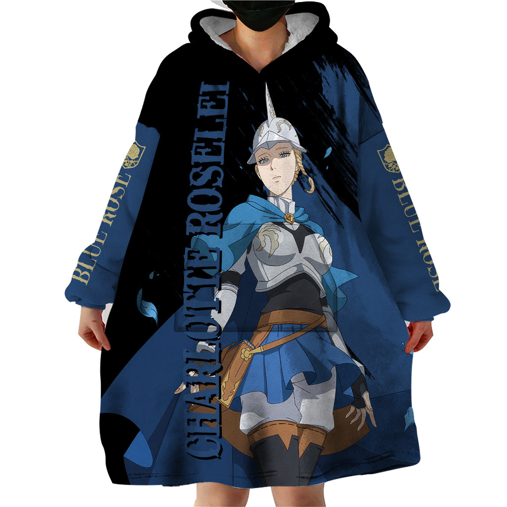 Blue Rose Charlotte Roselei Wearable Blanket Hoodie Black Clover